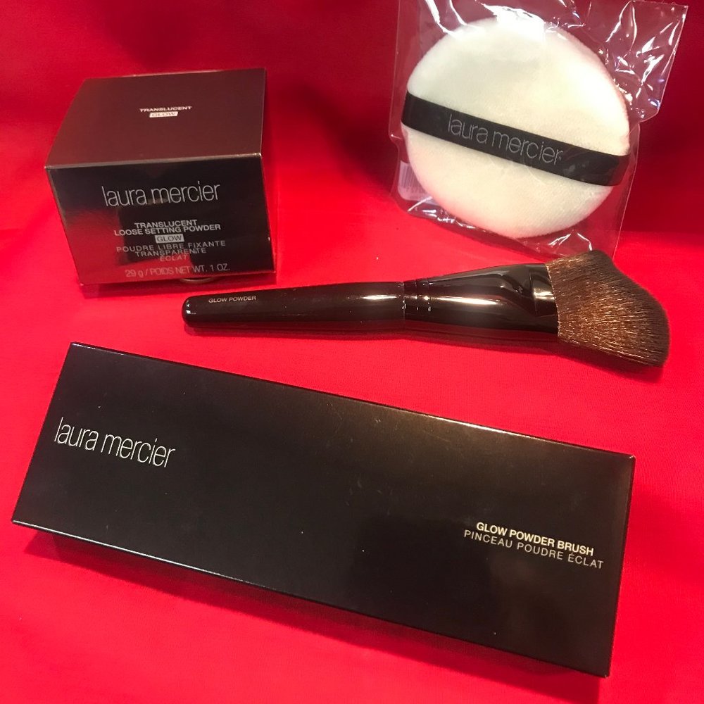 LAURA MERCIER Glow Translucent Powder, Brush &Puff